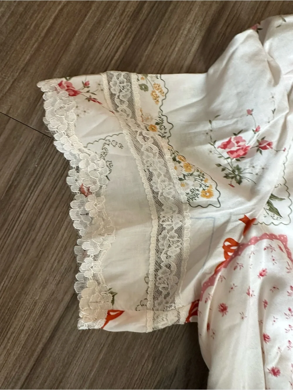 Reformation Margot top. Tie-Front Floral Patchwork Blouse